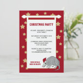 Armadillo Santa Stars Kerstfeest Kaart (Staand voorkant)