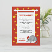 Armadillo Santa Stars Kerstfeest  Rode Kerst Kaart (Staand voorkant)