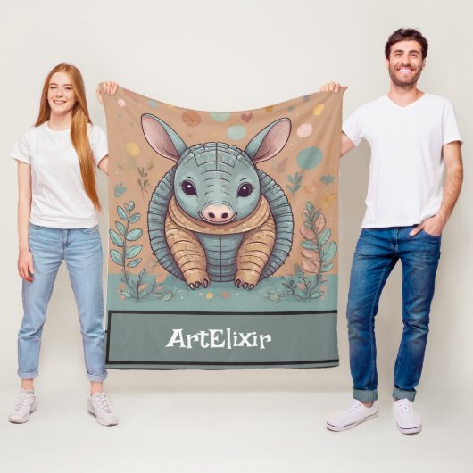 Armadillo Schattige Kawaii Fleece Deken (In situ)