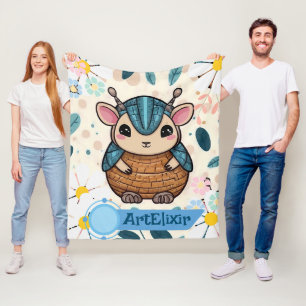 Armadillo Schattigee Kawaii krijger print Fleece Deken
