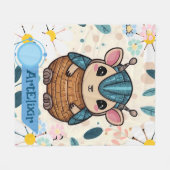 Armadillo Schattigee Kawaii krijger print Fleece Deken (Voorkant (Horizontaal))