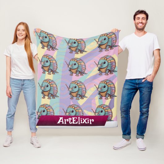 Armadillo Schattigee pastel gekleurde krijger Fleece Deken (In situ)
