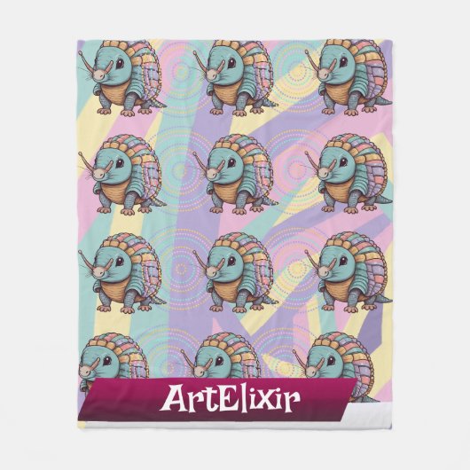 Armadillo Schattigee pastel gekleurde krijger Fleece Deken (Voorkant)