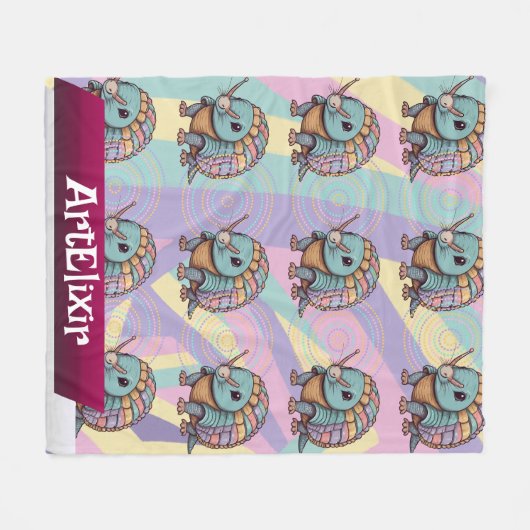 Armadillo Schattigee pastel gekleurde krijger Fleece Deken (Voorkant (Horizontaal))