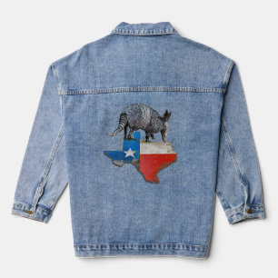 Armadillo Texas State Flag Kaart Denim Jacket