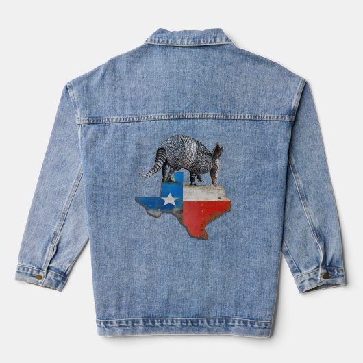 Armadillo Texas State Flag Kaart Denim Jacket (Achterkant)