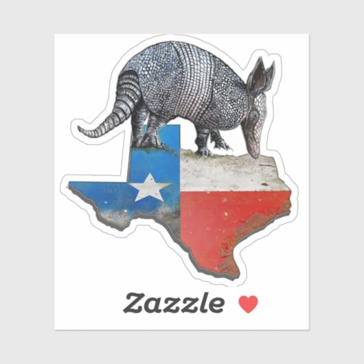 Armadillo Texas State Flag Kaart Sticker (Vel)