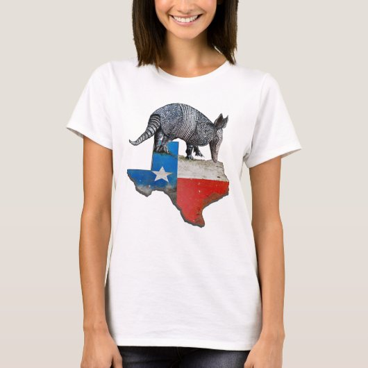 Armadillo Texas State Flag Kaart T-shirt (Voorkant)