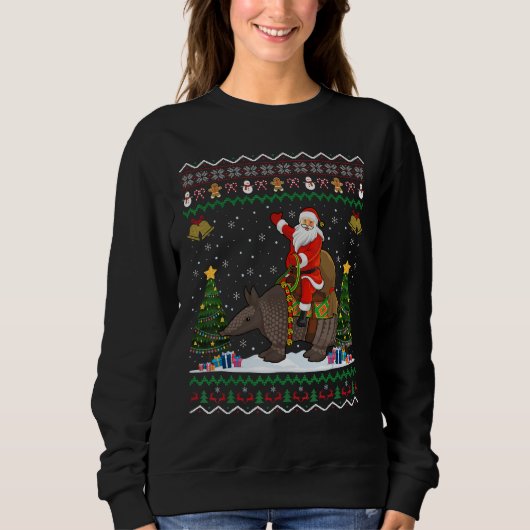 Armadillo Ugly Xmas Gift Santa Riding Armadillo Ch Trui (Voorkant)
