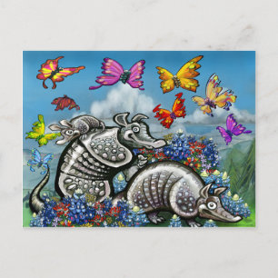 Armadillos Bluebonnets Butterflies Wilde bloemen Briefkaart
