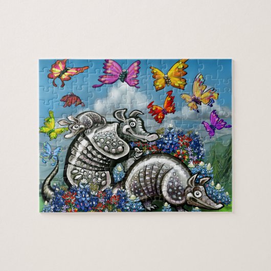 Armadillos Bluebonnets Butterflies Wilde bloemen Legpuzzel (Horizontaal)