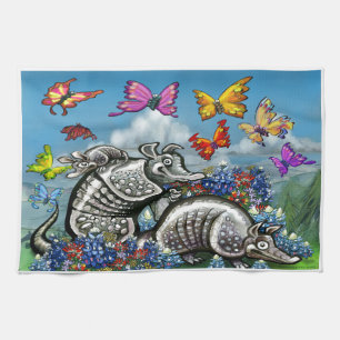 Armadillos Bluebonnets Butterflies Wilde bloemen Theedoek