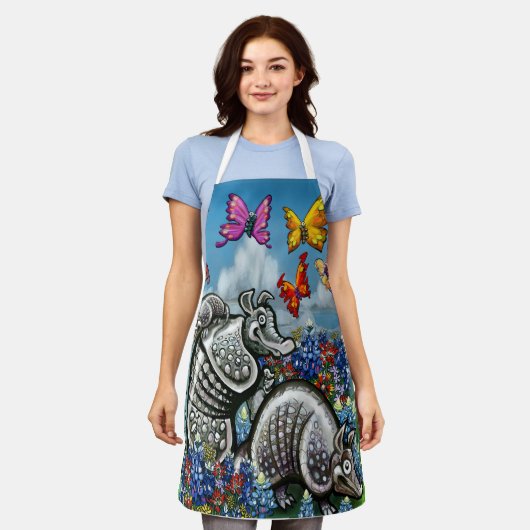Armadillos Bluebonnets in Butterflies Schort (Gedragen)