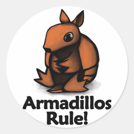 Armadillos heersen! ronde sticker (Voorkant)