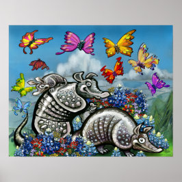 Armadillos Wildbloemen Butterflies Poster
