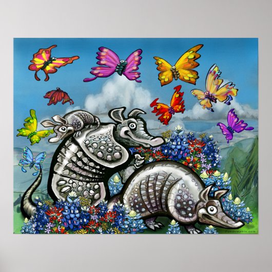 Armadillos Wildbloemen Butterflies Poster (Voorkant)