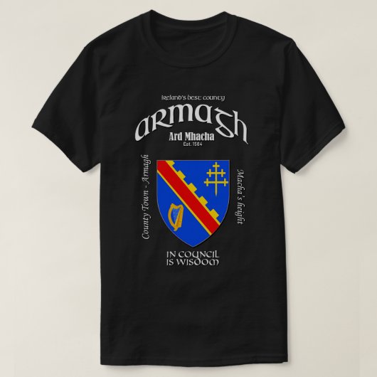 Armagh Ierland Ierse Crest Coat of Arms T-shirt (Design voorkant)
