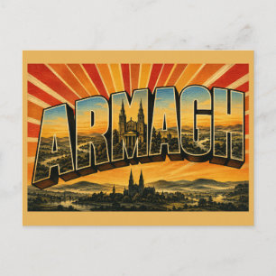 Armagh Noord-Ierland Vintage Reis Kunst Briefkaart