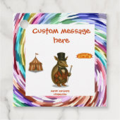 Armand, armadillo-circusdirecteur bedankjes labels (Voorkant)