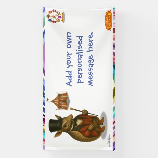 Armand, armadillo-circusdirecteur spandoek (Verticaal)