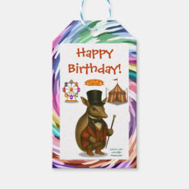 Armand, armadillo ringmaster cadeaulabel