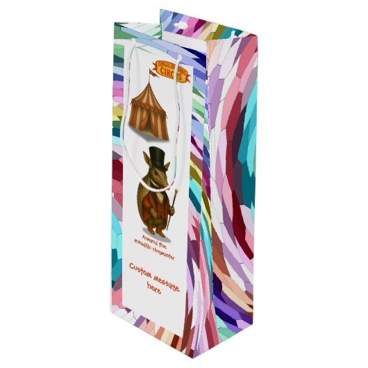 Armand, armadillo ringmaster wijn cadeautas (Voorkant Gekanteld)