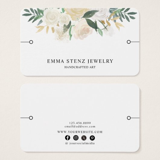 Armband Display Kaart · Elegante Waterverf Bloemen (Voorkant /achterkant)