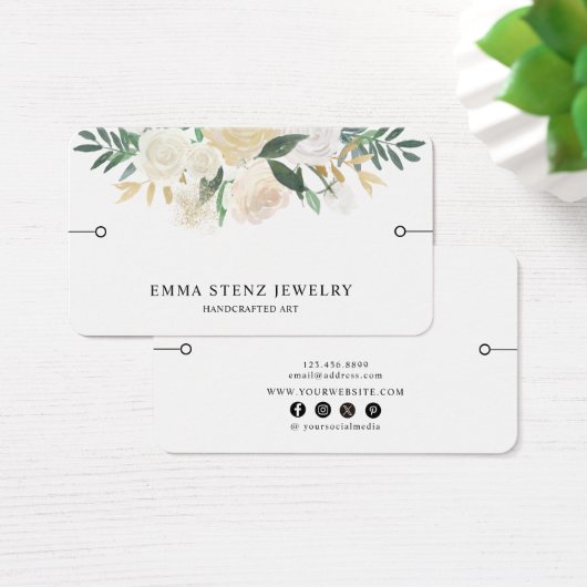 Armband Display Kaart · Elegante Waterverf Bloemen (Bureau)