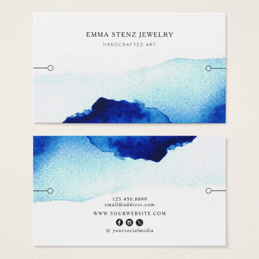 Armband Display Kaart · Waterverf Indigo Blauw (Voorkant /achterkant)