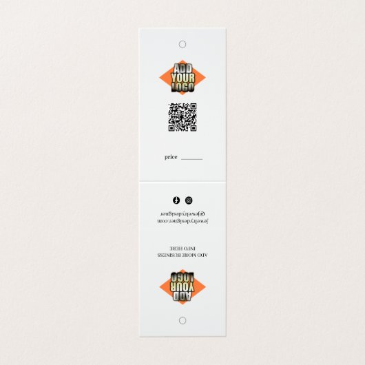 Armband Ketting Display Prijs Label met QR & Logo Visitekaartje (Buitenkant ongevouwen)