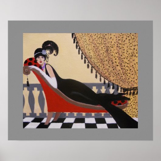 ARME DECO LADY OP EEN LOUNGE POSTER (Voorkant)