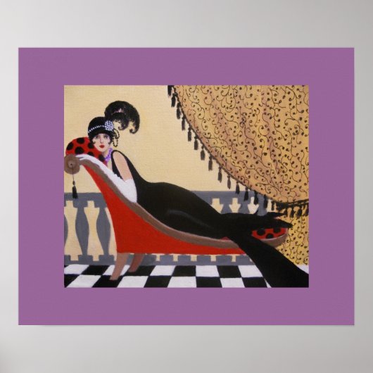 ARME DECO LADY OP EEN LOUNGE POSTER (Voorkant)