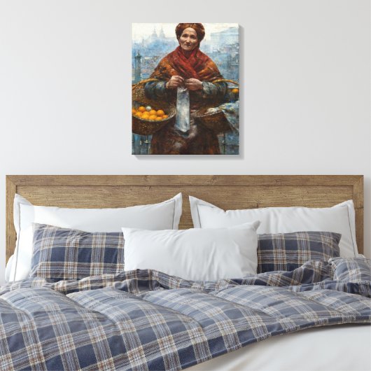 Arme joodse vrouw die Sinaasappels verkoopt in War Canvas Afdruk (Insitu (Slaapkamer))