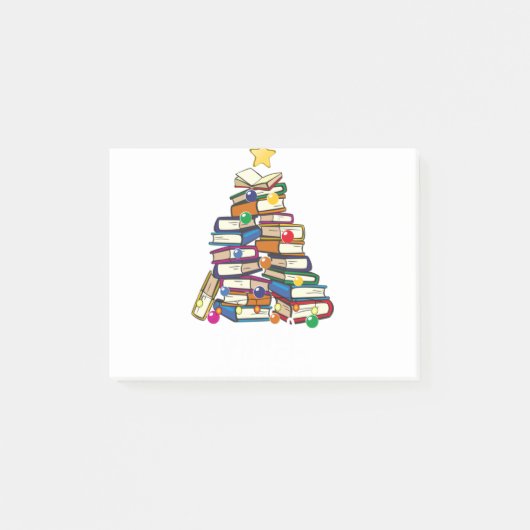 Arme kerstboomleraren houden van boeken lezen post-it® notes (Voorkant)