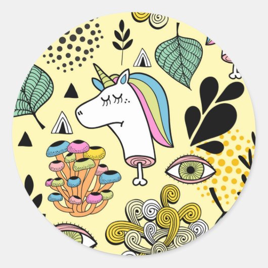 Arme Unicorn Ronde Sticker (Voorkant)