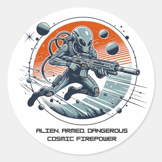 Armed Alien Dangerous Ronde Sticker (Voorkant)