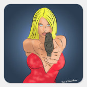 armed and dangerous vierkante sticker (Voorkant)