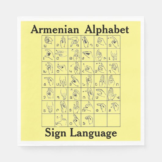 Armeens alfabet gebarentaal papier servet (Voorkant)