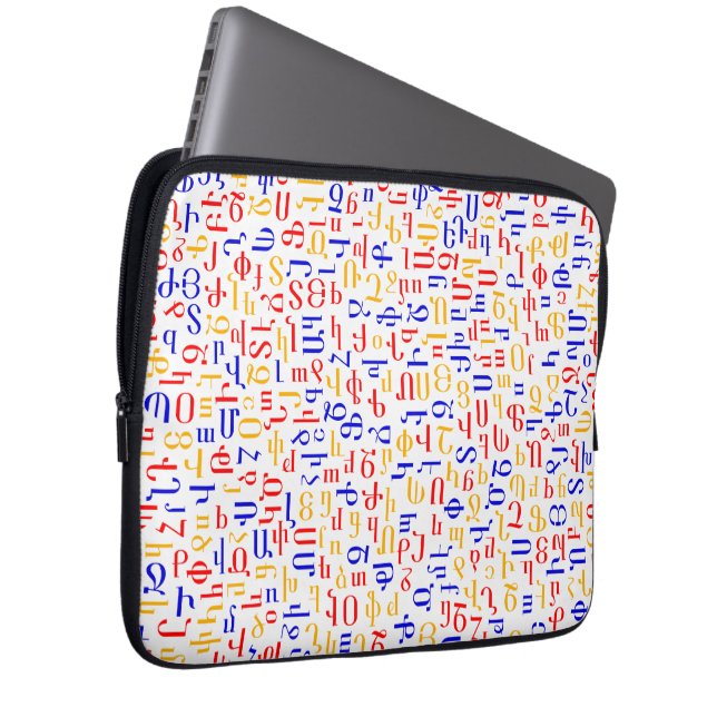 Armeens alfabet laptop sleeve (Voorkant Rechts)