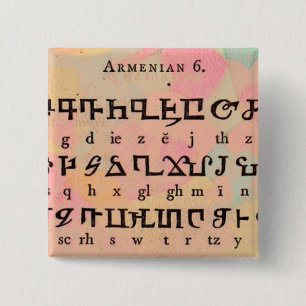 Armeens Alfabet Vierkante Button 5,1 Cm