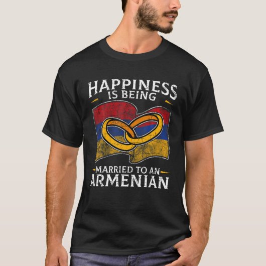 Armeens Armenië vertrouwelijk erfgoed gehuwd met v T-shirt (Voorkant)