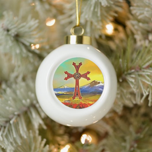 Armeens Cross Ceramic Ball Ornament (Boom)