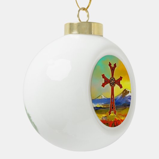 Armeens Cross Ceramic Ball Ornament (Links)