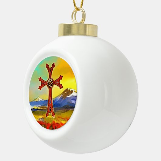 Armeens Cross Ceramic Ball Ornament (Rechts)
