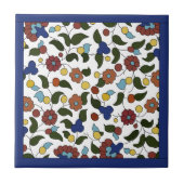 Armeens Floral Pattern - Blauw & wit Tegeltje (Voorkant)