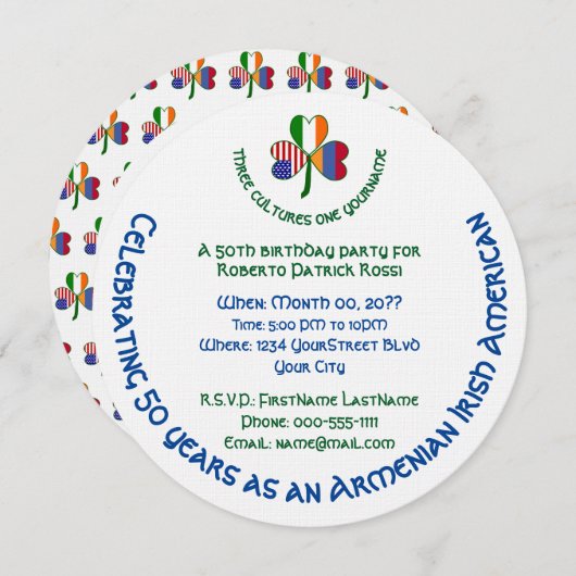 Armeens Iers-Amerikaanse vlag Shamrock Verjaardag Kaart (Voorkant / Achterkant)