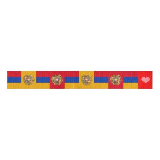 Armeens vlaglint, embleem, hart, Armenië Grosgrain Lint (Voorkant)