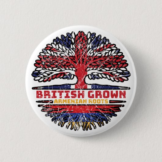 Armeense Armenië UK - Britse boom Ronde Button 5,7 Cm (Voorkant)