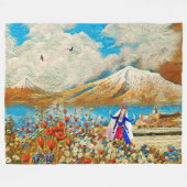 Armeense Bloemenmeisje Fleece Blanket (Voorkant (Horizontaal))