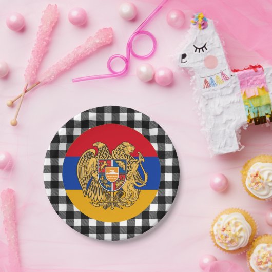 Armeense Bord, buffelplein en Armeense vlag Papieren Bordje (Feest)